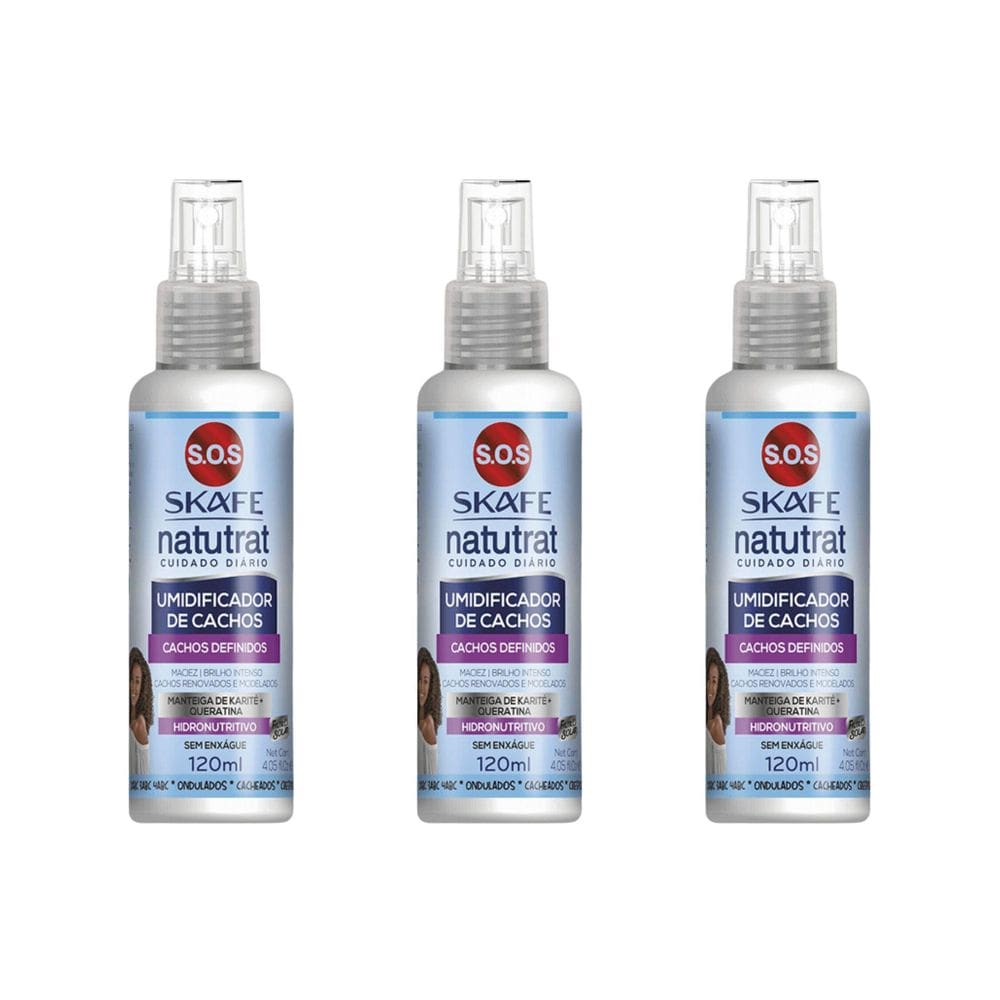 Umidificador De Cachos Skafe Natutrat Sos Cuid Dia 120Ml-3Un