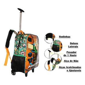 Mochila Minecraft Rodinhas Infantil Masculina Oficial Aula G