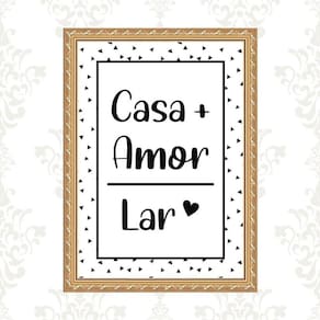 Quadro Moldura Dourada Casa Amor Lar 24X18Cm