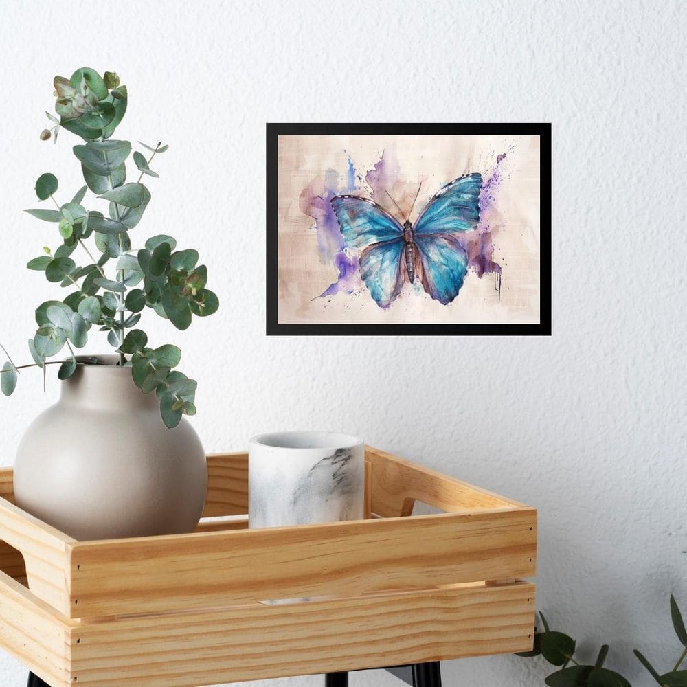 Quadro Decorativo Arte Borboleta Horizontal 33X24Cm - Vidro