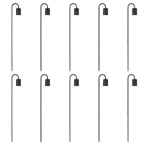 Kit 10 Luminária Balizador Jardim Spot Curvo Gu10 Preto 75Cm