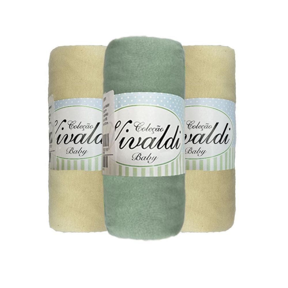 3 Lençol De Berço Com Elástico Malha 2 Amarelo 1 Verde