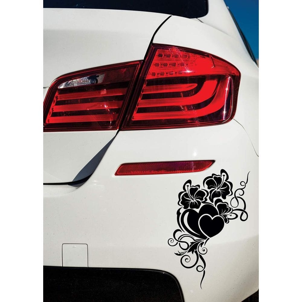 Adesivo Para Carro Coração E Flores