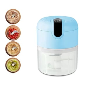 Mini Triturador Elétrico Portátil Azul Recarregável De 280Ml