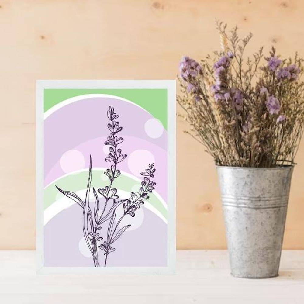 Quadro Decorativo Lavanda - Lilás E Verde 45X34Cm
