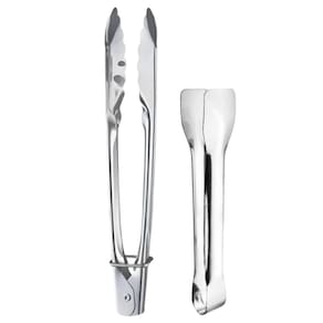 Kit 2Pçs Pegador Pinça Inox Alimento Massa Gelo Pão Carne