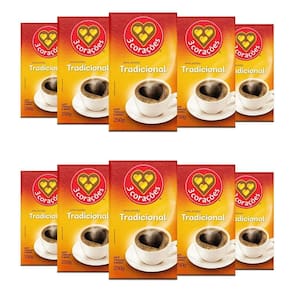Café 3 Corações Tradicional A Vácuo Kit 10 Pacotes De 250G