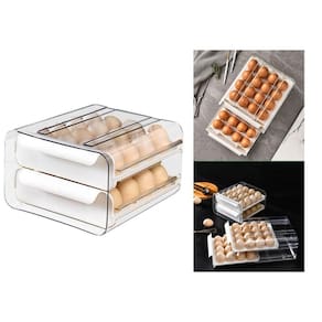Gaveteiro Duplo Tipo Porta 32 Ovos Cozinha Geladeira-Branco