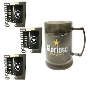 Kit 4Un Caneca Copo Gel 300Ml Preto Isolante Térmico Chopp