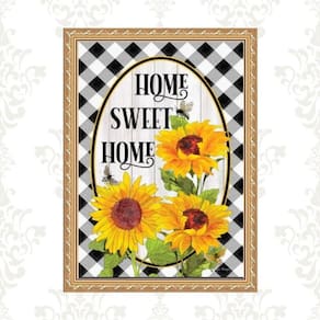 Quadro Moldura Dourada Home Sweet Home Girassóis 45X34Cm