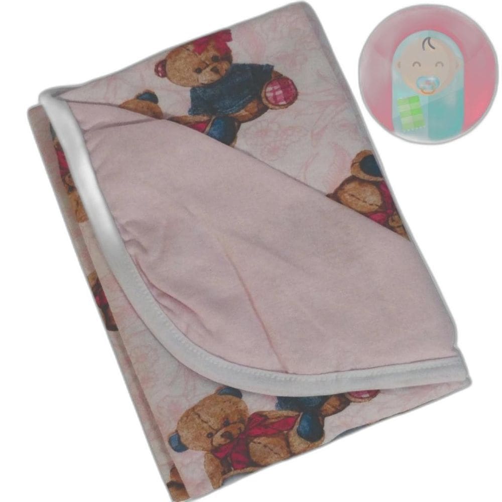 Manta Dupla Face 90X90Cm Malha Estampada Bambina