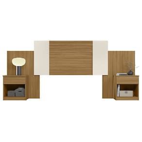 Cabeceira Casal Extensível e Mesas Cany Flex M07 Off/Cinza/Freijó - Mpozenato