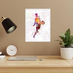 Quadro Decorativo Homem Jogando Futebol 33X24Cm