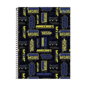 Caderno Minecraft Creeper Espiral Capa Dura 1 Matéria 80F