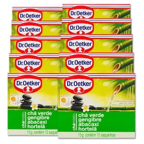 Chá Verde Dr. Oetker Gengibre Abacaxi Hortelã Kit 10 Caixas