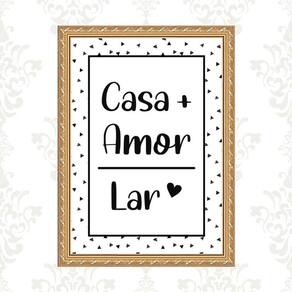 Quadro Moldura Dourada Casa Amor Lar 45X34Cm