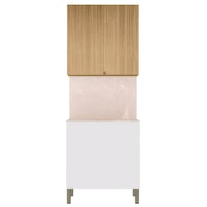 Armário de Cozinha Aéreo e Balcão 80cm Minsk K02 Branco/Freijó - Mpozenato