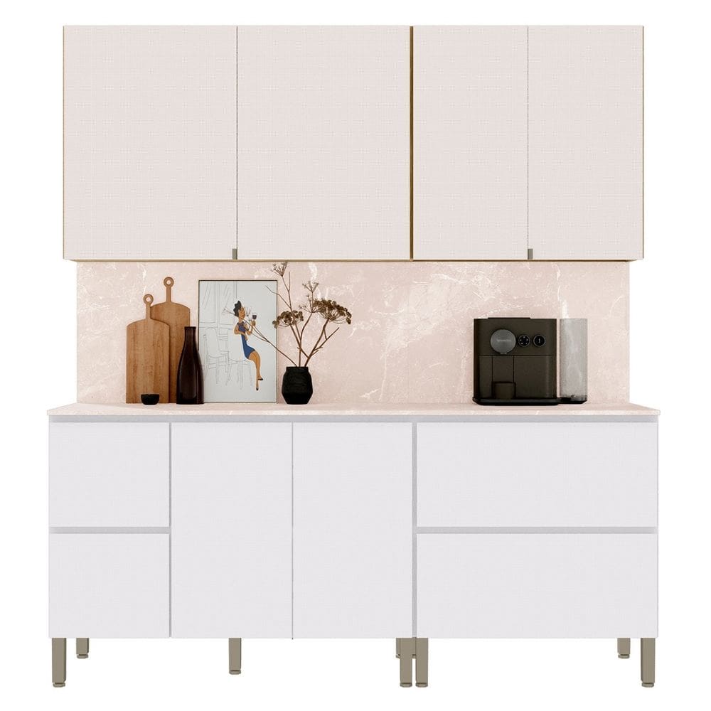 Armário de Cozinha CP02 Com Tampo 120cm Minsk K02 Branco/Soft - Mpozenato