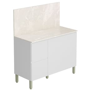 Balcão de Cozinha Com Tampo 120cm 3 Portas Minsk K02 Branco - Mpozenato