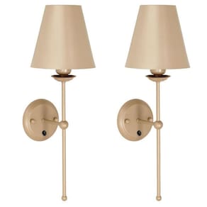 Kit 2 Arandelas Parede Tocheiro Cúpula Metal Botão Champagne