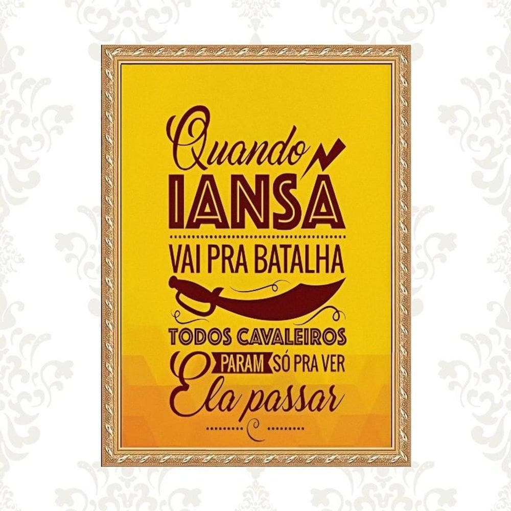 Quadro Moldura Dourada Frase Iansã 45X34Cm