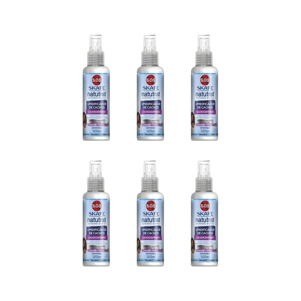 Umidificador De Cachos Skafe Natutrat Sos Cuid Dia 120Ml-6Un