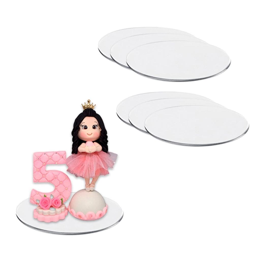 Base Acrilica Redonda 7Cm Transparente C/6