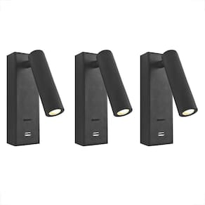 Kit 3 Arandela Cabeceira Leitura Led 3W Usb Interruptor