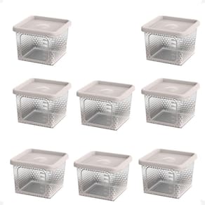 8 Pote Para Alimentos Transparente Prisma 430Ml Com Tampa