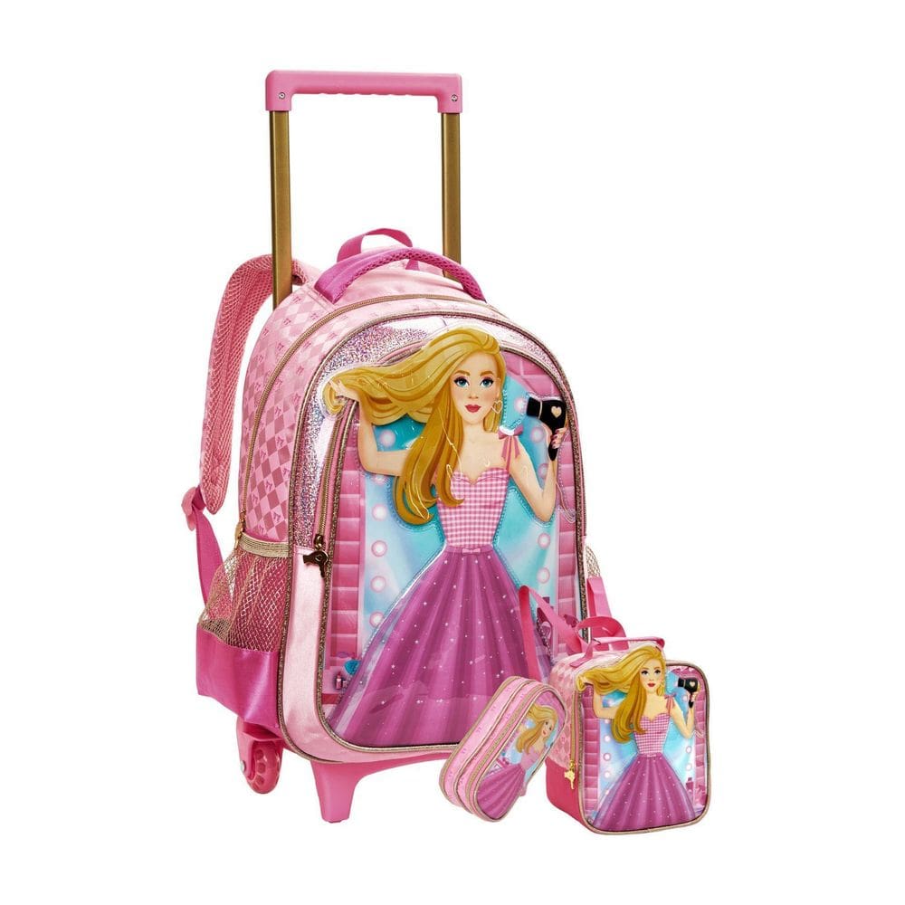Kit Escolar Mochila Rodas + Lancheira + Estojo Hairspray