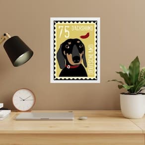 Quadro Dachshund Selo Salsicha 45X34Cm - Com Vidro