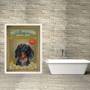 Quadro Para Banheiro Dachshund Vintage 33X24Cm - Com Vidro