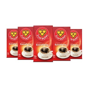Café 3 Corações Extraforte A Vácuo Kit 5 Pacotes 500G