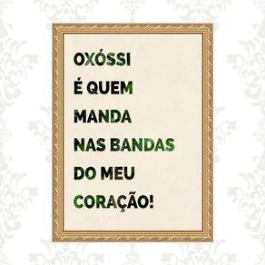 Quadro Moldura Dourada Oxóssi Frase 33X24Cm