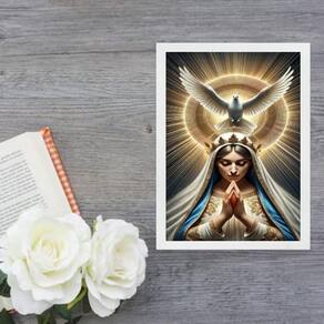 Quadro Virgem Maria E O Espírito Santo 33X24Cm - Com Vidro