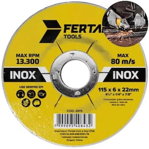 Disco De Desbaste Metal Aço Ferro Inox 115X22Mm