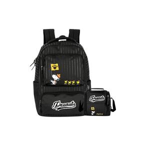 Kit Escolar Mochila Costa + Lancheira Snoopy Oficial - Preto