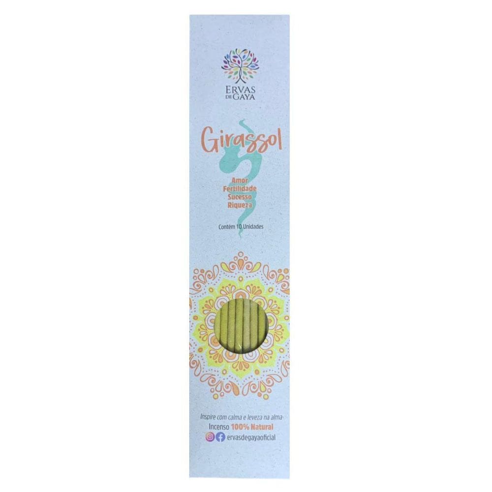Incenso Girassol 100% Natural 10 Unidades Ervas De Gaya