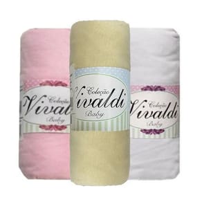 3 Lençol Berço Com Elástico Malha 1 Branco 1 Amarelo 1 Rosa