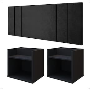 Kit 2 Mesinha Pequena Suspensa Madri Apoio Lateral Cabeceira Moderna Cama Box Casal Queen 1,60 Luana