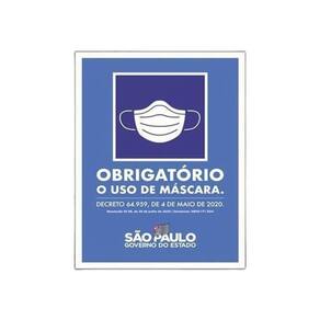Placas Obrigatória Uso De Máscara 18X23 Padrão Governo Sp
