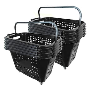 Kit 10 Cestas De Compras Com Rodas 40L Preta