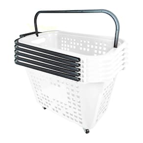 Kit 5 Cestas De Compras Com Rodas 40L Branca