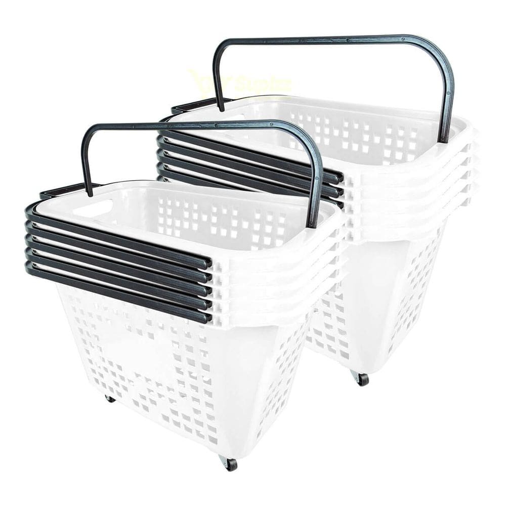Kit 10 Cestas De Compras Com Rodas 40L Branca