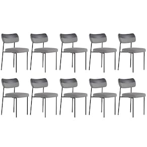 Kit 10 Cadeiras Estofadas Milli Sintético/Linho A14 Preto/Cinza - Mpozenato