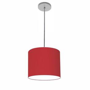 Luminária Pendente Vivare Free Lux Md-4107 Cúpula Em Tecido 25x20cm Bordô Da Canopla Canopla Cinza E Fio Cristal