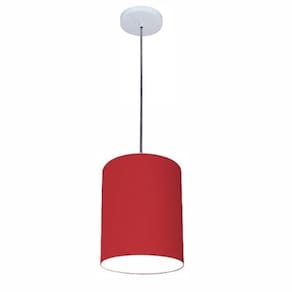 Luminária Pendente Vivare Free Lux Md-4103 Cúpula Em Tecido Bordô Da Canopla Canopla Branca E Fio Cristal