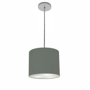 Luminária Pendente Vivare Free Lux Md-4105 Cúpula Em Tecido Cinza-escuro Da Canopla Canopla Cinza E Fio Cristal