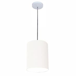 Luminária Pendente Vivare Free Lux Md-4104 Cúpula Em Tecido Branca Da Canopla Canopla Branca E Fio Cristal