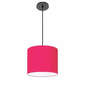 Luminária Pendente Vivare Free Lux Md-4107 Cúpula Em Tecido 25x20cm Pink Da Canopla Canopla Preta E Fio Preto